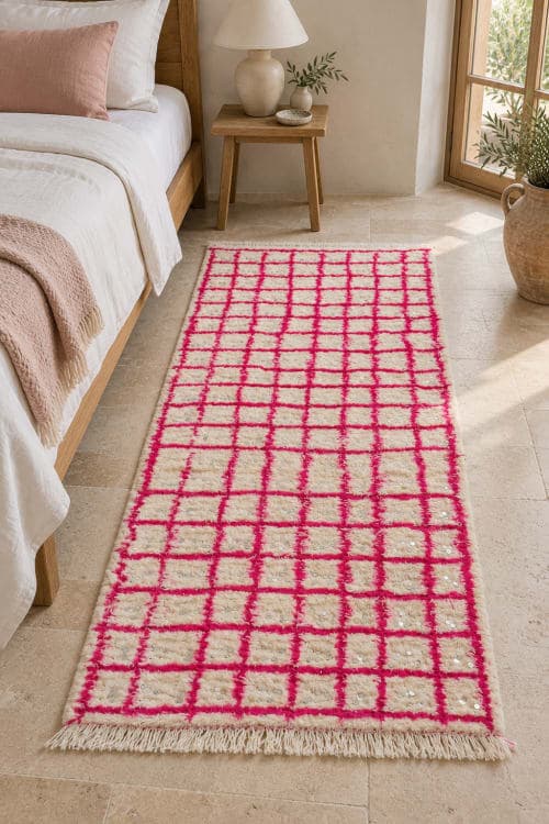 Handira Réinterprétée – Quadrillage Rose & Sequins — vue III