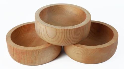 Trio de bols Cèdre d’Azrou – Coupelles rondes au veinage naturel — vue V