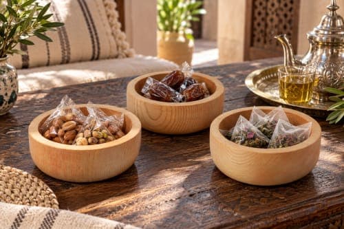 Trio de bols Cèdre d’Azrou – Coupelles rondes au veinage naturel — vue III