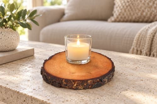 Rondelle décorative Cèdre d’Azrou – Cernes naturels et bord d’écorce — vue II