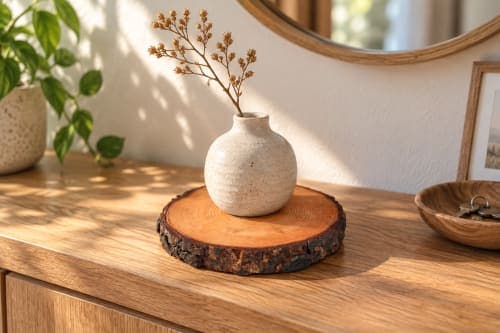 Rondelle décorative Cèdre d’Azrou – Cernes naturels et bord d’écorce — vue III