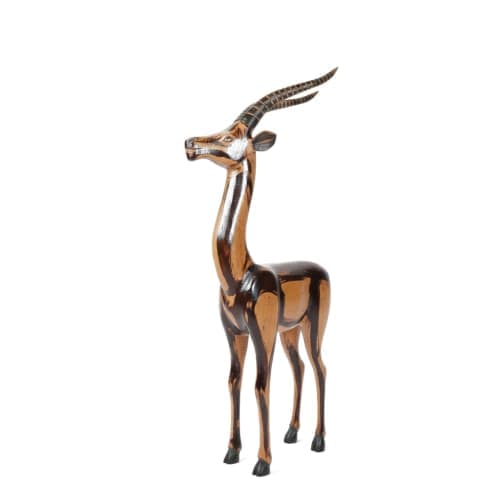 Gazelle sculptée Cèdre d’Azrou – Ligne élancée et finition contrastée — vue I