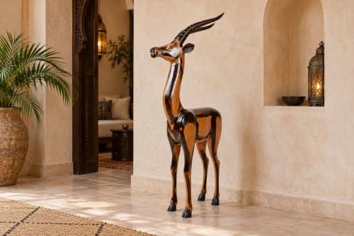 Gazelle sculptée Cèdre d’Azrou – Ligne élancée et finition contrastée — vue III