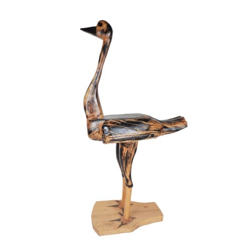 Oiseau sculpté Cèdre d’Azrou – Ligne naïve et posture verticale — vue I