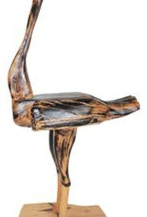 Oiseau sculpté Cèdre d’Azrou – Ligne naïve et posture verticale — vue V
