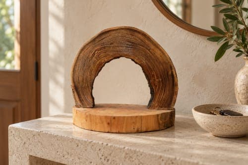 Arche décorative Cèdre d’El Hajeb – Cernes apparents et socle naturel — vue II