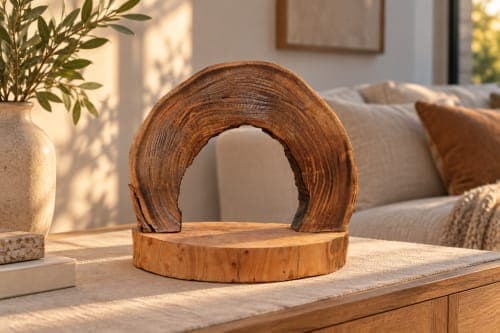Arche décorative Cèdre d’El Hajeb – Cernes apparents et socle naturel — vue IV