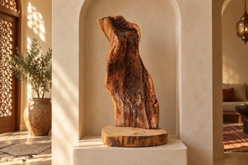 Totem brut Cèdre d’El Hajeb – Fragment vertical et texture vivante — vue III