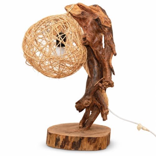 Lampe racine Cèdre d’El Hajeb – Globe végétal et pied organique — vue I