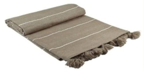 Plaid du Moyen Atlas – Taupe naturel à lignes blanches — vue V