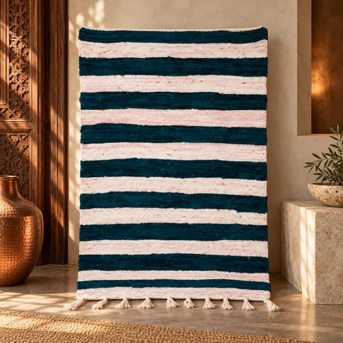 Kilim Berbère Contemporain – Marine & Poudre