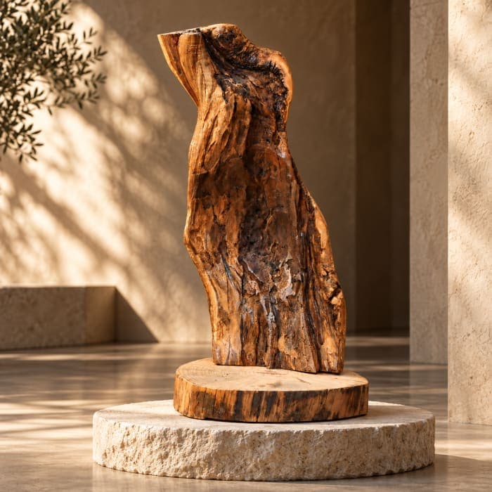 Totem brut Cèdre d’El Hajeb – Fragment vertical et texture vivante